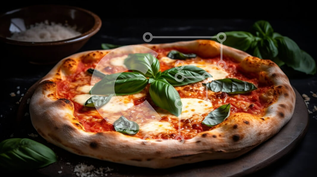 Σετ των 2 Intra Συλλεκτικό Ξύλινο Παζλ Plywood  4mm - Λαχταριστή πίτσα με λιωμένο τυρί μοτσαρέλα και φρέσκα φύλλα βασιλικού Σε Ξύλινο Κουτί - Διαστάσεις: 10x10 cm – 25 κομμάτια