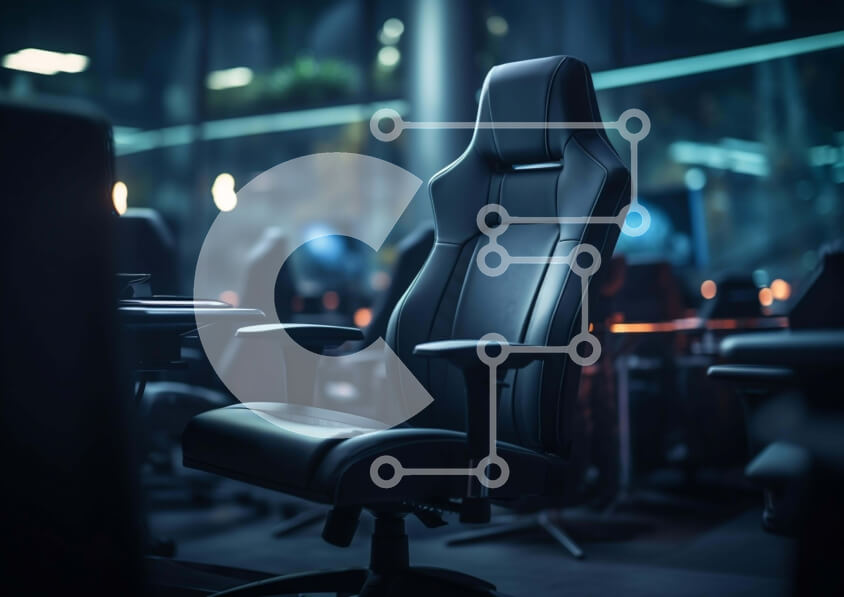 Intra Συλλεκτικό Ξύλινο Παζλ Plywood  4mm - Μαύρη δερμάτινη καρέκλα γραφείου σε σκοτεινό δωμάτιο Σε Ξύλινο Κουτί - Διαστάσεις Puzzle: 10x10 cm – 25 κομμάτια