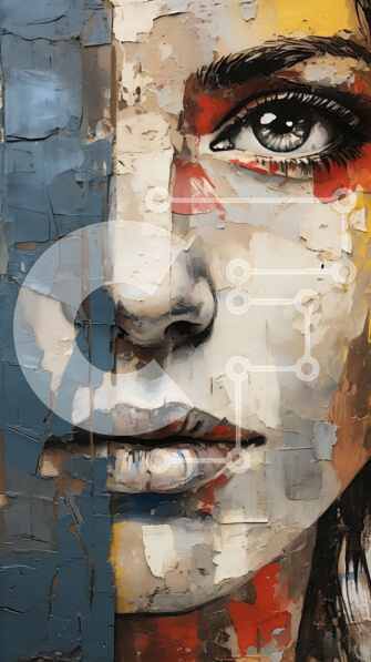 Intra Συλλεκτικό Ξύλινο Παζλ Plywood  4mm - Ζωντανό και ενεργητικό πορτρέτο προσώπου με πολύχρωμο φόντο Σε Ξύλινο Κουτί - Διαστάσεις Puzzle: 10x10 cm – 25 κομμάτια