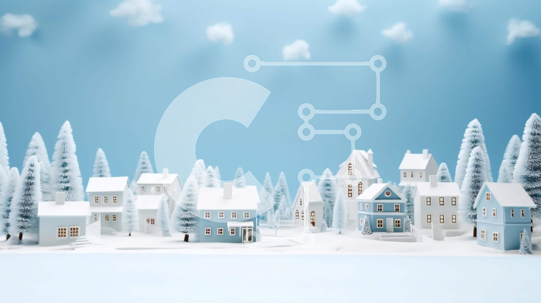 Intra Συλλεκτικό Ξύλινο Παζλ Plywood  4mm - Ειδυλλιακό χειμερινό χωριό με χιονισμένα σπίτια και δέντρα Σε Ξύλινο Κουτί - Διαστάσεις Puzzle: 10x10 cm – 25 κομμάτια