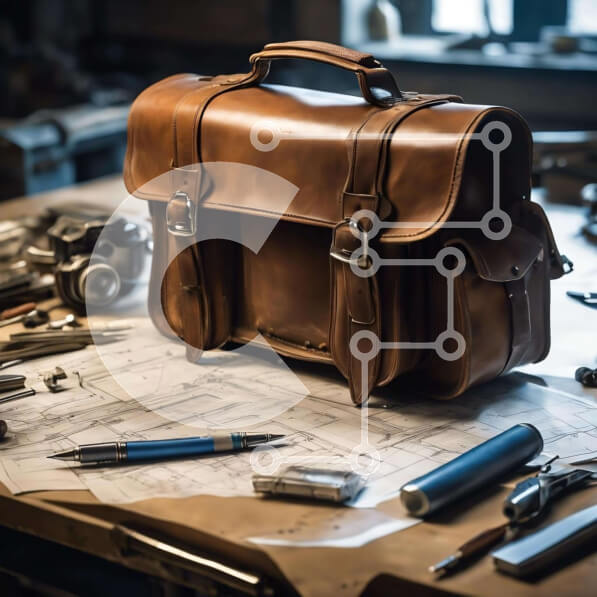 Intra Συλλεκτικό Ξύλινο Παζλ Plywood  4mm - Καφέ Δερμάτινος Χαρτοφύλακας και Εργαλεία Καλλιτέχνη στον χώρο εργασίας Σε Ξύλινο Κουτί - Διαστάσεις: 10x10 cm – 25 κομμάτια