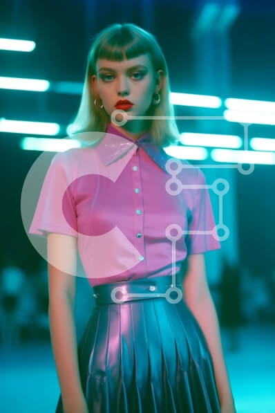 Intra Συλλεκτικό Ξύλινο Παζλ Plywood  4mm - Υψηλής μόδας εικόνα γυναίκας με ροζ μπλούζα και ασημί φούστα Σε Ξύλινο Κουτί - Διαστάσεις Puzzle: 10x10 cm – 25 κομμάτια