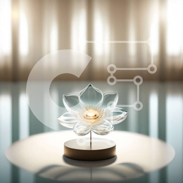 Intra Συλλεκτικό Ξύλινο Παζλ Plywood  4mm - Όμορφο γυάλινο γλυπτό ενός λουλουδιού λωτού Σε Ξύλινο Κουτί - Διαστάσεις Puzzle: 10x10 cm – 25 κομμάτια