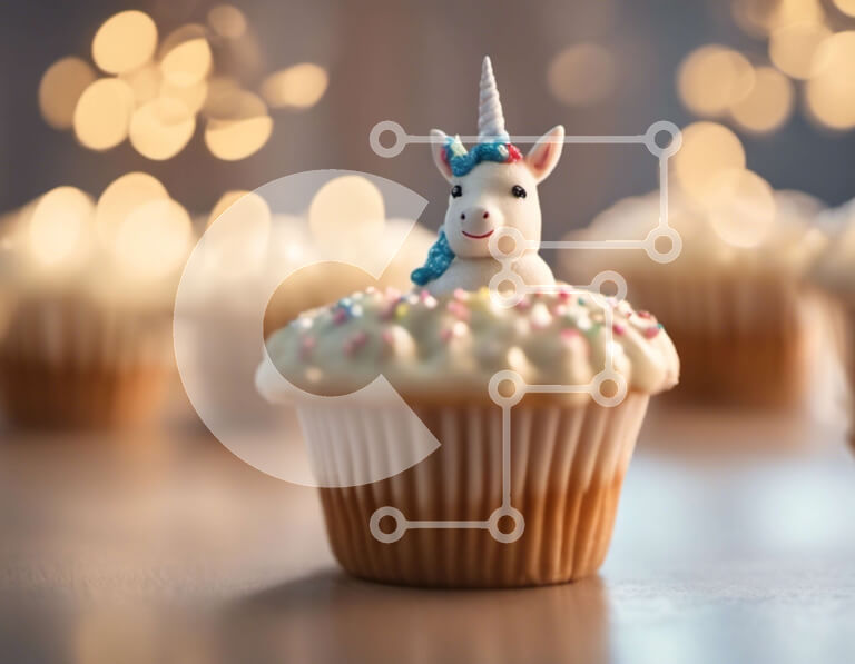 Σετ των 2 Intra Συλλεκτικό Ξύλινο Παζλ Plywood  4mm - Μονόκερος Cupcake με βρώσιμο ειδώλιο Σε Ξύλινο Κουτί - Διαστάσεις: 10x10 cm – 25 κομμάτια