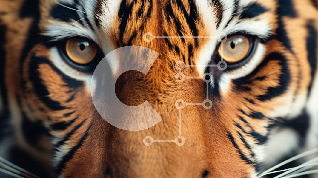 Σετ των 2 Intra Συλλεκτικό Ξύλινο Παζλ Plywood  4mm - Κοντινό πλάνο των ματιών μιας τίγρης Σε Ξύλινο Κουτί - Διαστάσεις: 10x10 cm – 25 κομμάτια