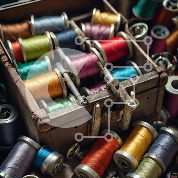 Intra Συλλεκτικό Ξύλινο Παζλ Plywood  4mm - Ξύλινο κουτί με καρούλια κλωστών και έννοιες ραπτικής Σε Ξύλινο Κουτί - Διαστάσεις: 10x10 cm – 25 κομμάτια