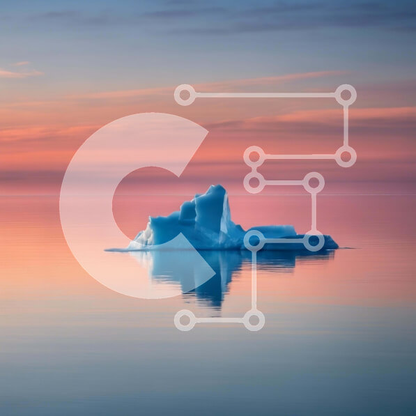 Intra Συλλεκτικό Ξύλινο Παζλ Plywood  4mm - Παγόβουνο που επιπλέει στο ροζ ηλιοβασίλεμα Σε Ξύλινο Κουτί - Διαστάσεις: 10x10 cm – 25 κομμάτια