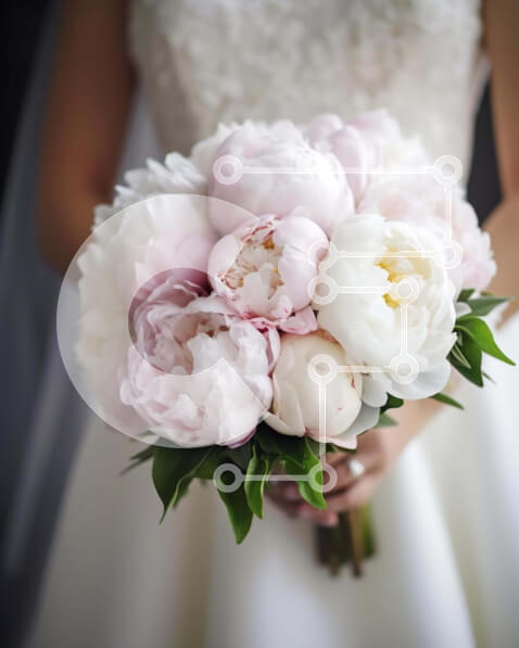 Intra Συλλεκτικό Ξύλινο Παζλ Plywood  4mm - Νύφη που κρατά λευκή και ροζ παιωνική ανθοδέσμη για γάμο Σε Ξύλινο Κουτί - Διαστάσεις: 10x10 cm – 25 κομμάτια