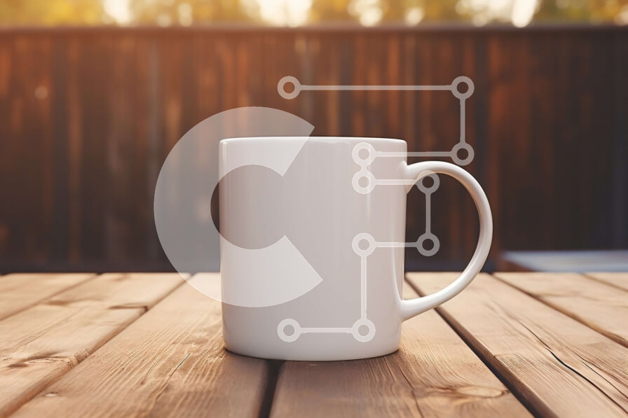 Σετ των 2 Intra Συλλεκτικό Ξύλινο Παζλ Plywood  4mm - Άδεια λευκή κούπα καφέ σε ξύλινο τραπέζι Σε Ξύλινο Κουτί - Διαστάσεις: 10x10 cm – 25 κομμάτια