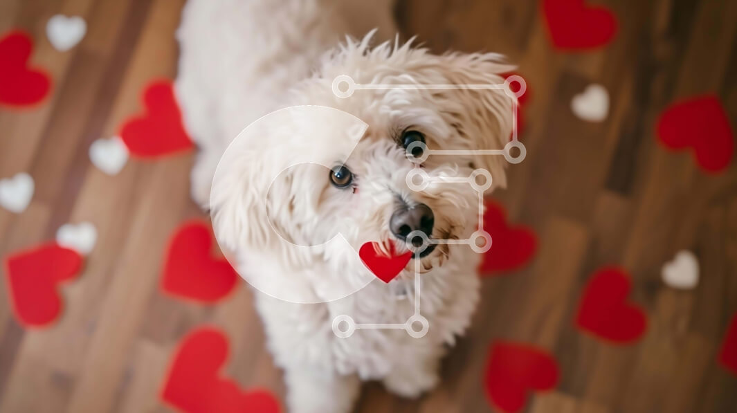 Intra Συλλεκτικό Ξύλινο Παζλ Plywood  4mm - Μικρό λευκό σκυλάκι με διακοσμητικά για την ημέρα του Αγίου Βαλεντίνου Σε Ξύλινο Κουτί - Διαστάσεις: 10x10 cm – 25 κομμάτια