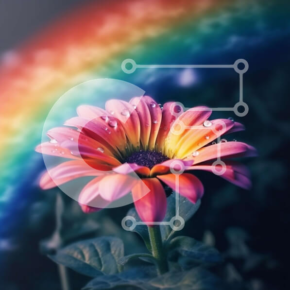 Intra Συλλεκτικό Ξύλινο Παζλ Plywood  4mm - Εκπληκτική εικόνα ενός λουλουδιού μαργαρίτας με σταγόνες βροχής και ένα ουράνιο τόξο Σε Ξύλινο Κουτί - Διαστάσεις: 10x10 cm – 25 κομμάτια