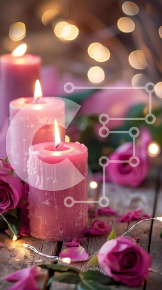 Intra Συλλεκτικό Ξύλινο Παζλ Plywood  4mm - Ροζ κεριά και τριαντάφυλλα για οικεία και ρομαντική ατμόσφαιρα Σε Ξύλινο Κουτί - Διαστάσεις Puzzle: 10x10 cm – 25 κομμάτια