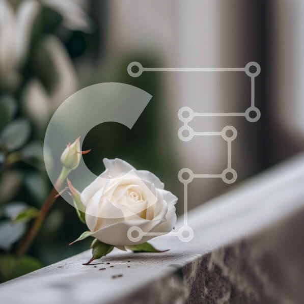 Intra Συλλεκτικό Ξύλινο Παζλ Plywood  4mm - Όμορφη εικόνα ενός λευκού τριαντάφυλλου σε μια ταφόπλακα Σε Ξύλινο Κουτί - Διαστάσεις: 10x10 cm – 25 κομμάτια