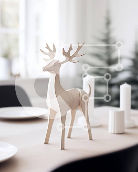 Intra Συλλεκτικό Ξύλινο Παζλ Plywood  4mm - Ξύλινα ελάφια σε τραπεζαρία με λευκά πιάτα και κηροπήγια Σε Ξύλινο Κουτί - Διαστάσεις Puzzle: 10x10 cm – 25 κομμάτια