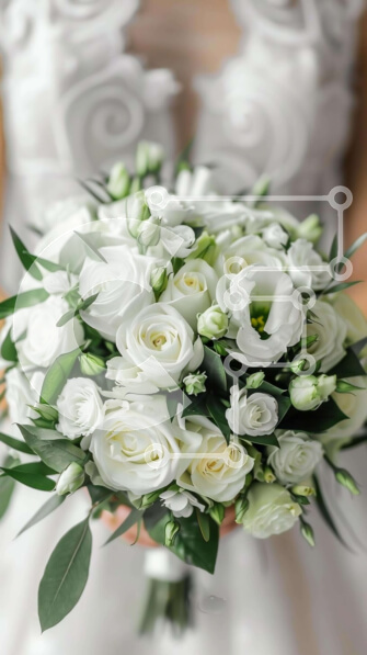 Intra Συλλεκτικό Ξύλινο Παζλ Plywood  4mm - Νύφη που κρατά μπουκέτο με λευκό τριαντάφυλλο την ημέρα του γάμου Σε Ξύλινο Κουτί - Διαστάσεις Puzzle: 10x10 cm – 25 κομμάτια