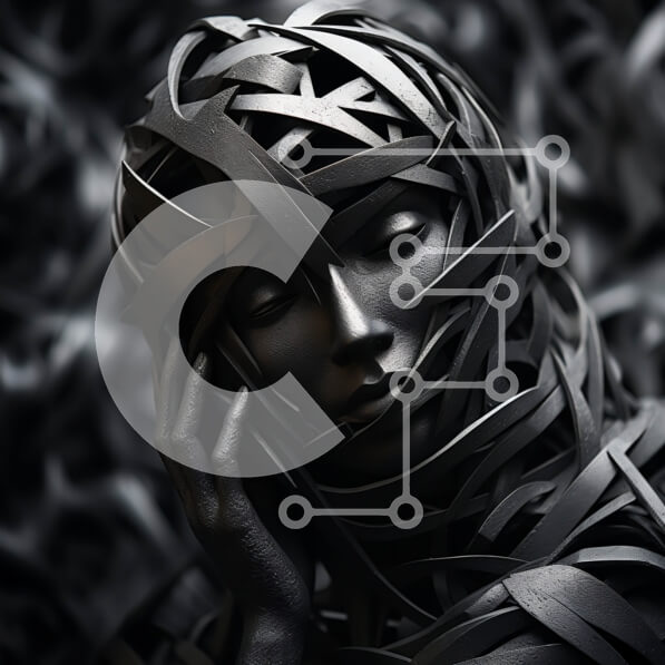 Σετ των 2 Intra Συλλεκτικό Ξύλινο Παζλ Plywood  4mm - Γυναίκα με περίπλοκο μαύρο χαρτί κεφαλής Σε Ξύλινο Κουτί - Διαστάσεις: 10x10 cm – 25 κομμάτια