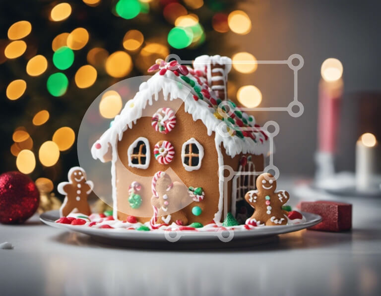 Intra Συλλεκτικό Ξύλινο Παζλ Plywood  4mm - Διακοσμημένο μελόψωμο σπίτι στο πιάτο με χριστουγεννιάτικα φώτα και κεριά Σε Ξύλινο Κουτί - Διαστάσεις: 10x10 cm – 25 κομμάτια