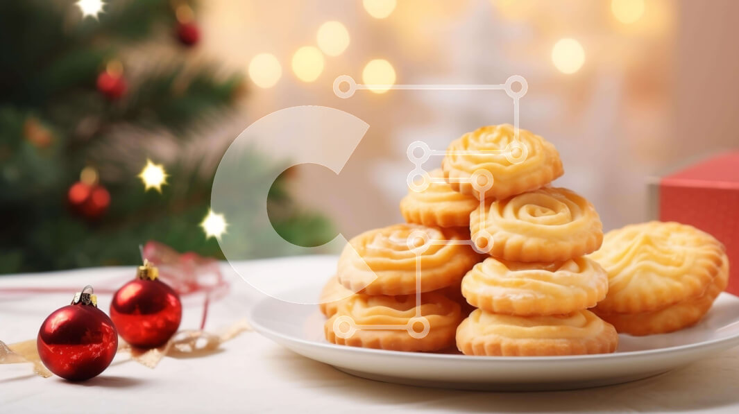 Intra Συλλεκτικό Ξύλινο Παζλ Plywood  4mm - Πιάτο με χριστουγεννιάτικα μπισκότα με στολισμένο χριστουγεννιάτικο δέντρο Σε Ξύλινο Κουτί - Διαστάσεις: 10x10 cm – 25 κομμάτια