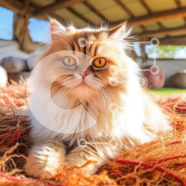 Intra Συλλεκτικό Ξύλινο Παζλ Plywood  4mm - Μια ζεστή και φιλόξενη εικόνα μιας χνουδωτής περσικής γάτας σε έναν αχυρώνα Σε Ξύλινο Κουτί - Διαστάσεις: 10x10 cm – 25 κομμάτια