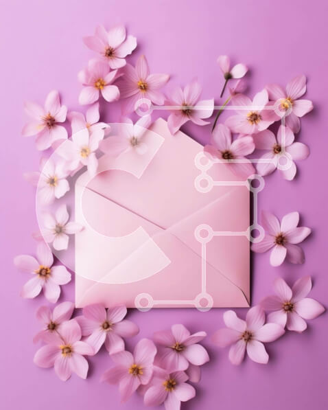 Intra Συλλεκτικό Ξύλινο Παζλ Plywood  4mm - Ροζ φάκελος και λουλούδια σε μωβ φόντο Σε Ξύλινο Κουτί - Διαστάσεις Puzzle: 10x10 cm – 25 κομμάτια