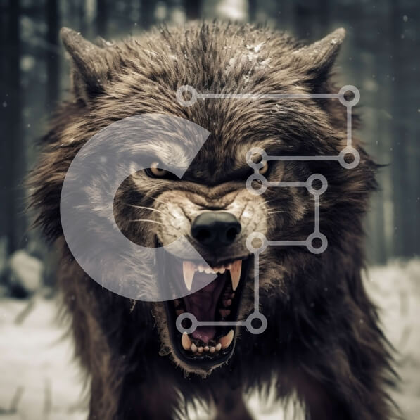 Intra Συλλεκτικό Ξύλινο Παζλ Plywood  4mm - Άγρια εικόνα ενός μεγάλου γκρίζου λύκου σε ένα χιονισμένο δάσος Σε Ξύλινο Κουτί - Διαστάσεις: 10x10 cm – 25 κομμάτια