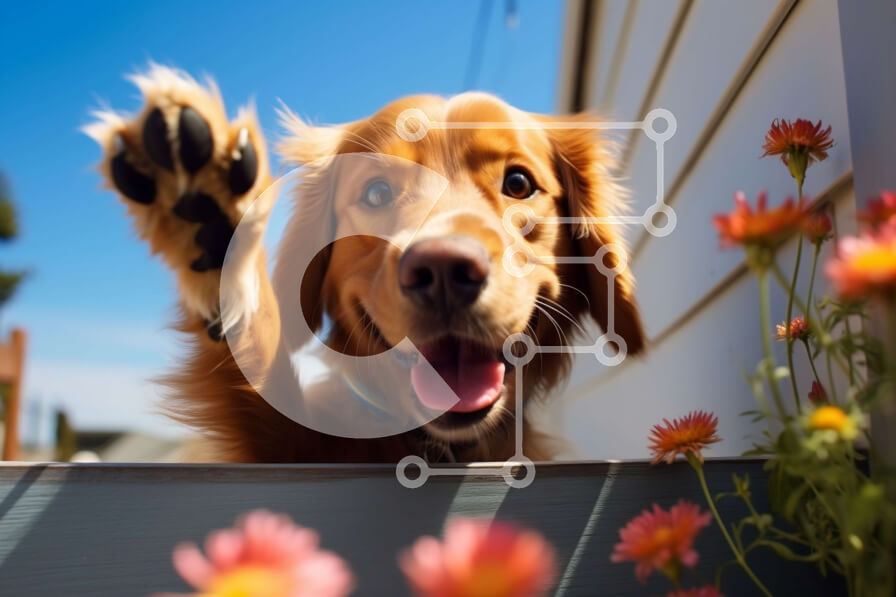 Σετ των 2 Intra Συλλεκτικό Ξύλινο Παζλ Plywood  4mm - Χαρούμενη και παιχνιδιάρικη εικόνα ενός Golden Retriever με αφράτο παλτό Σε Ξύλινο Κουτί - Διαστάσεις: 10x10 cm – 25 κομμάτια