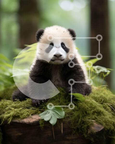 Σετ των 2 Intra Συλλεκτικό Ξύλινο Παζλ Plywood  4mm - Αξιολάτρευτη εικόνα ενός μωρού Panda που κοιμάται σε ένα καταπράσινο δάσος Σε Ξύλινο Κουτί - Διαστάσεις: 10x10 cm – 25 κομμάτια