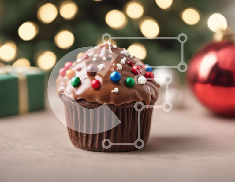 Σετ των 2 Intra Συλλεκτικό Ξύλινο Παζλ Plywood  4mm - Cupcake σοκολάτας με πασπάλισμα σε διακοσμημένο τραπέζι Σε Ξύλινο Κουτί - Διαστάσεις: 10x10 cm – 25 κομμάτια