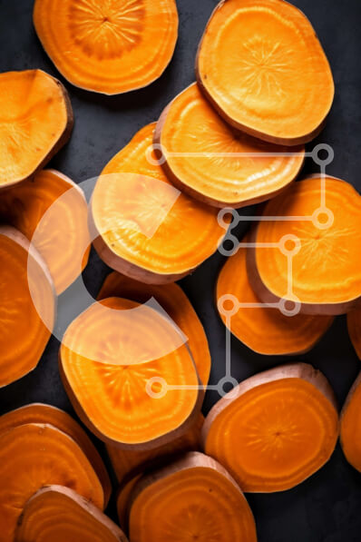 Σετ των 2 Intra Συλλεκτικό Ξύλινο Παζλ Plywood  4mm - Φέτες καρότου και κομμάτια γλυκοπατάτας σε ένα τραπέζι Σε Ξύλινο Κουτί - Διαστάσεις: 10x10 cm – 25 κομμάτια