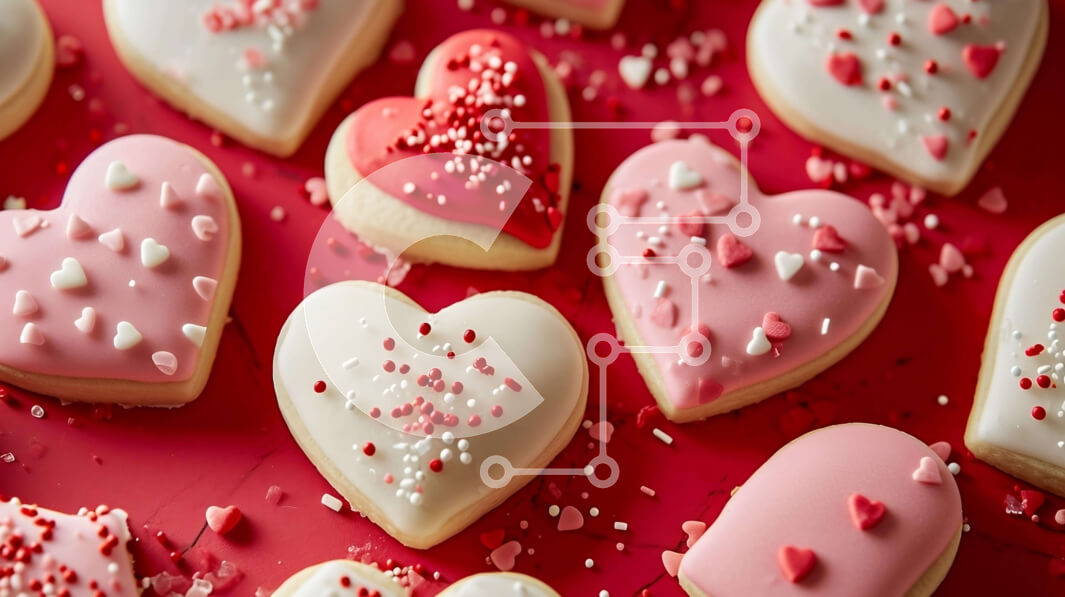 Σετ των 2 Intra Συλλεκτικό Ξύλινο Παζλ Plywood  4mm - Διακοσμημένα μπισκότα σε σχήμα καρδιάς σε πορτοκαλί φόντο Σε Ξύλινο Κουτί - Διαστάσεις: 10x10 cm – 25 κομμάτια