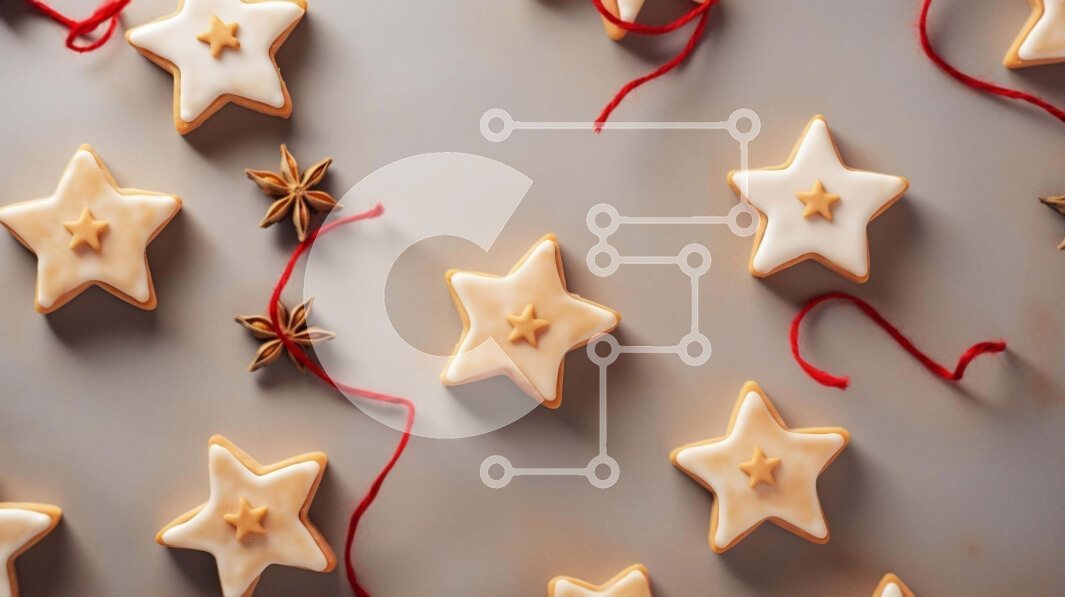 Σετ των 2 Intra Συλλεκτικό Ξύλινο Παζλ Plywood  4mm - Ομάδα μπισκότων σε σχήμα αστεριού δεμένα με κόκκινες κορδέλες Σε Ξύλινο Κουτί - Διαστάσεις: 10x10 cm – 25 κομμάτια