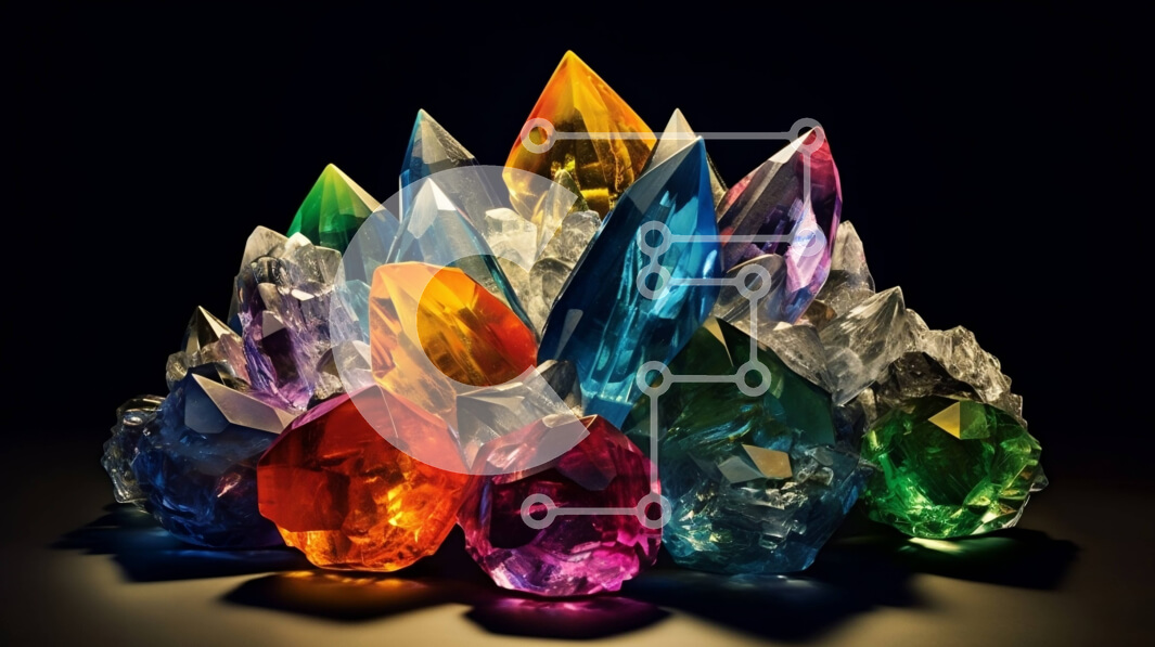 Intra Συλλεκτικό Ξύλινο Παζλ Plywood  4mm - Εκπληκτική εικόνα πολύχρωμων κρυστάλλων σε μαύρη επιφάνεια Σε Ξύλινο Κουτί - Διαστάσεις: 10x10 cm – 25 κομμάτια