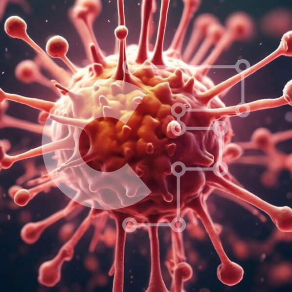 Intra Συλλεκτικό Ξύλινο Παζλ Plywood  4mm - 3D καρκινικό κύτταρο με αιμοφόρα αγγεία Σε Ξύλινο Κουτί - Διαστάσεις Puzzle: 10x10 cm – 25 κομμάτια