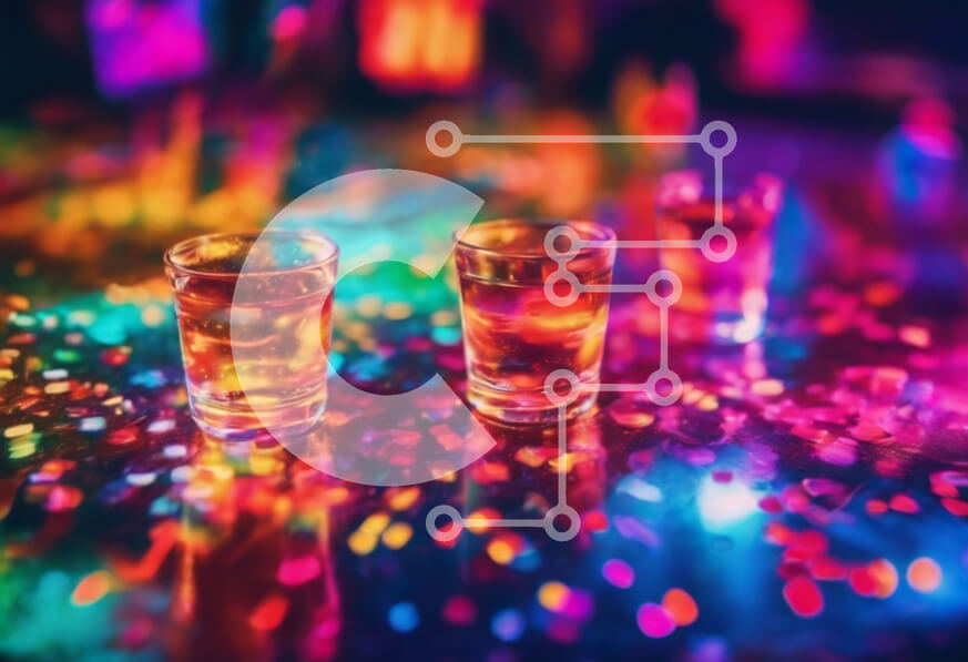 Σετ των 2 Intra Συλλεκτικό Ξύλινο Παζλ Plywood  4mm - Πολύχρωμα ποτήρια σφηνάκι στο τραπέζι με κομφετί Σε Ξύλινο Κουτί - Διαστάσεις: 10x10 cm – 25 κομμάτια