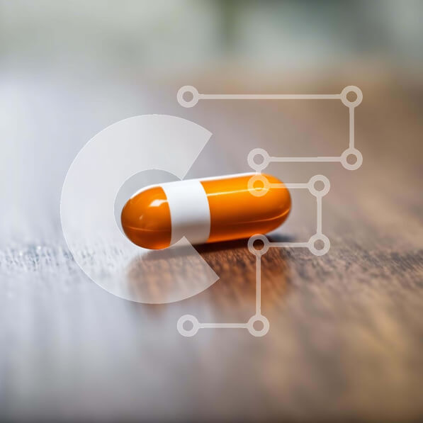 Intra Συλλεκτικό Ξύλινο Παζλ Plywood  4mm - Πορτοκαλί και λευκή ιατρική κάψουλα σε ξύλινο τραπέζι Σε Ξύλινο Κουτί - Διαστάσεις Puzzle: 10x10 cm – 25 κομμάτια