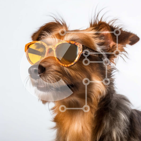 Intra Συλλεκτικό Ξύλινο Παζλ Plywood  4mm - Χαριτωμένη εικόνα ενός μικρού σκύλου με γυαλιά ηλίου Σε Ξύλινο Κουτί - Διαστάσεις: 10x10 cm – 25 κομμάτια