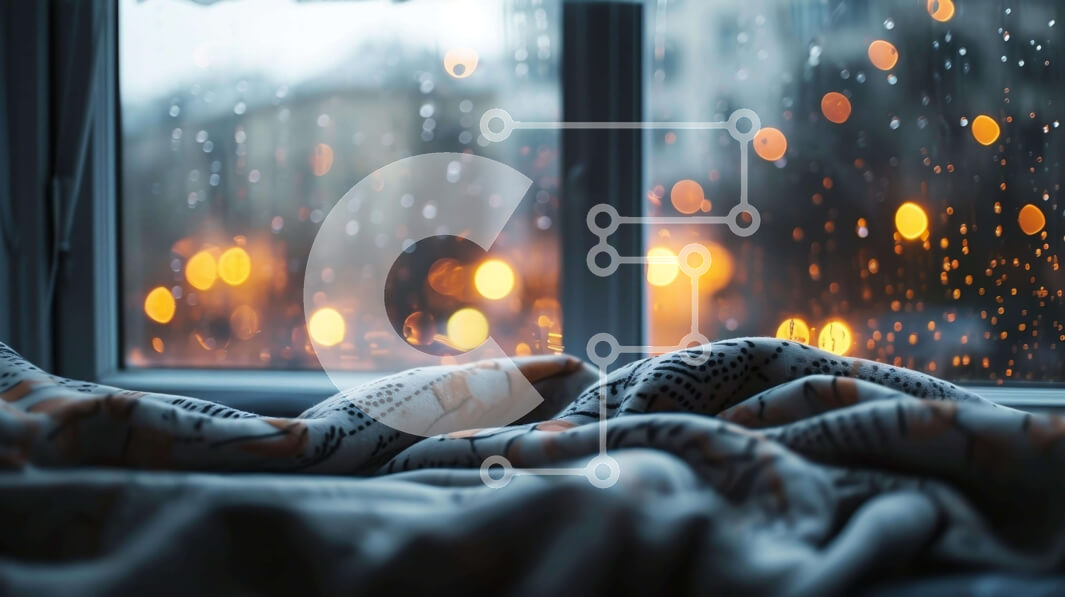 Intra Συλλεκτικό Ξύλινο Παζλ Plywood  4mm - Βροχερό παράθυρο με κουβέρτα και ομπρέλα Σε Ξύλινο Κουτί - Διαστάσεις Puzzle: 10x10 cm – 25 κομμάτια