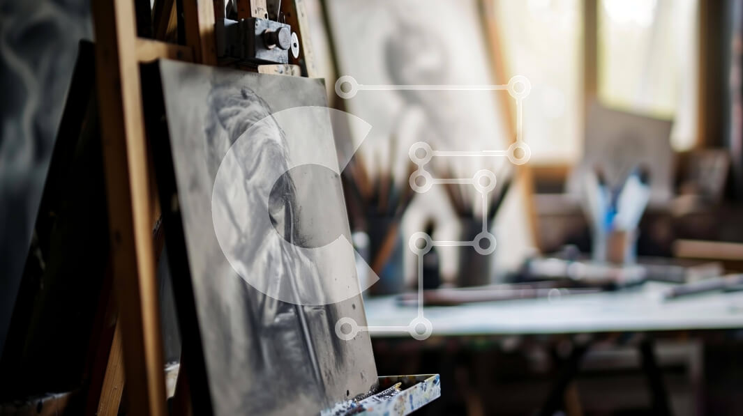 Intra Συλλεκτικό Ξύλινο Παζλ Plywood  4mm - Ασπρόμαυρη ζωγραφική σε καβαλέτο με πινέλα και χρώματα Σε Ξύλινο Κουτί - Διαστάσεις Puzzle: 10x10 cm – 25 κομμάτια