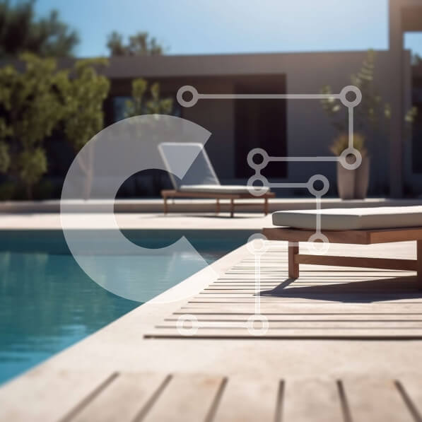 Intra Συλλεκτικό Ξύλινο Παζλ Plywood  4mm - Μοντέρνο υπαίθριο καθιστικό με πισίνα και ξαπλώστρες Σε Ξύλινο Κουτί - Διαστάσεις Puzzle: 10x10 cm – 25 κομμάτια