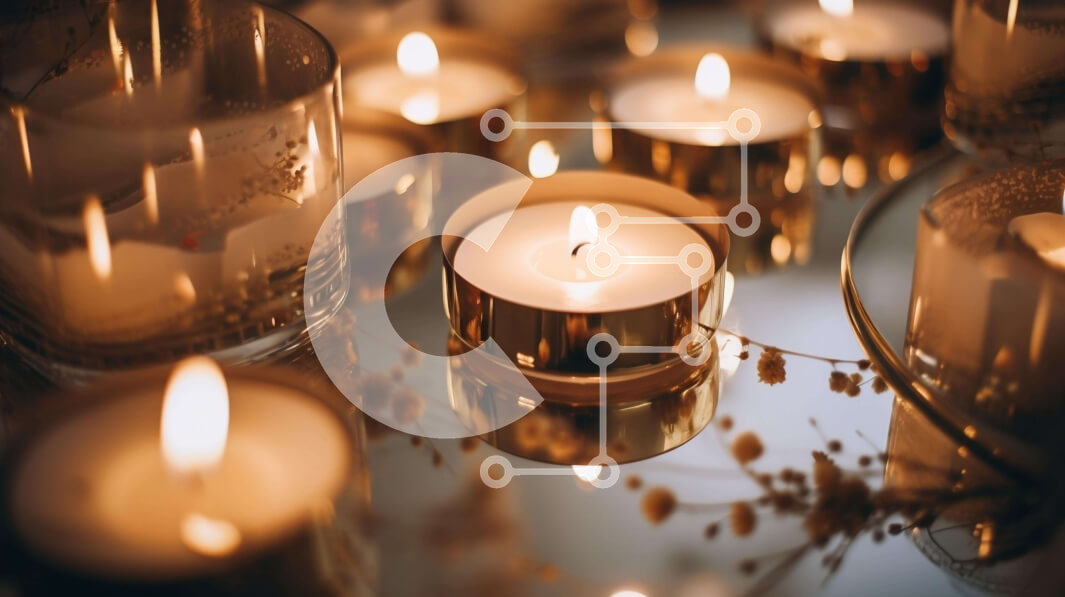 Intra Συλλεκτικό Ξύλινο Παζλ Plywood  4mm - Ομάδα κεριών στο τραπέζι με λουλούδια Σε Ξύλινο Κουτί - Διαστάσεις Puzzle: 10x10 cm – 25 κομμάτια