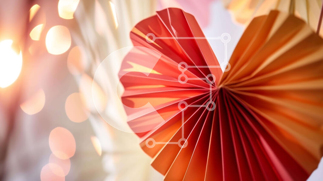 Intra Συλλεκτικό Ξύλινο Παζλ Plywood  4mm - Διακόσμηση Origami σε σχήμα καρδιάς σε κόκκινο, πορτοκαλί, κίτρινο και λευκό Σε Ξύλινο Κουτί - Διαστάσεις Puzzle: 10x10 cm – 25 κομμάτια