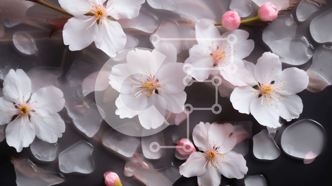 Intra Συλλεκτικό Ξύλινο Παζλ Plywood  4mm - Κοντινό πλάνο των λευκών ανθών κερασιών στο νερό Σε Ξύλινο Κουτί - Διαστάσεις: 10x10 cm – 25 κομμάτια