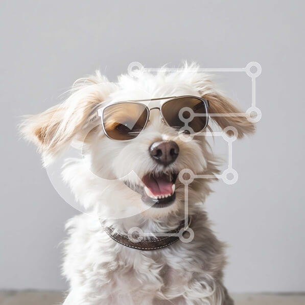 Intra Συλλεκτικό Ξύλινο Παζλ Plywood  4mm - Αξιολάτρευτο μικρό λευκό σκυλί με γυαλιά ηλίου σε ξύλινο πάτωμα Σε Ξύλινο Κουτί - Διαστάσεις: 10x10 cm – 25 κομμάτια