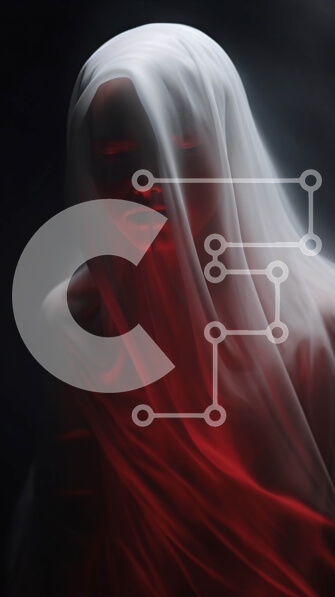 Intra Συλλεκτικό Ξύλινο Παζλ Plywood  4mm - Ghostly Figure με κόκκινα φώτα στο σκοτάδι Σε Ξύλινο Κουτί - Διαστάσεις Puzzle: 10x10 cm – 25 κομμάτια