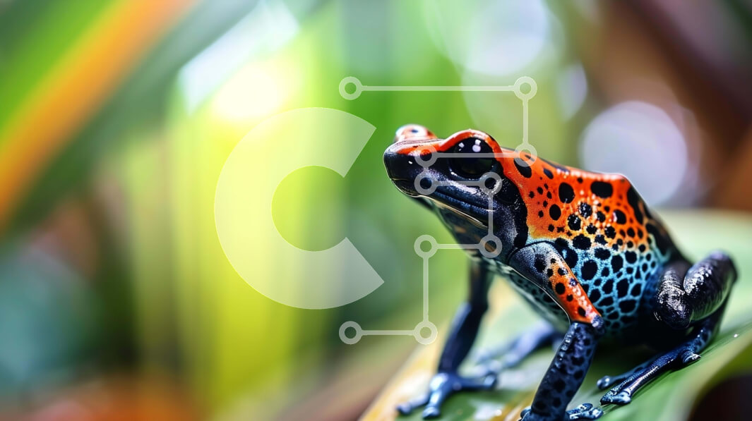 Σετ των 2 Intra Συλλεκτικό Ξύλινο Παζλ Plywood  4mm - Πολύχρωμος βάτραχος σε ένα πράσινο φύλλο στο τροπικό δάσος Σε Ξύλινο Κουτί - Διαστάσεις: 10x10 cm – 25 κομμάτια