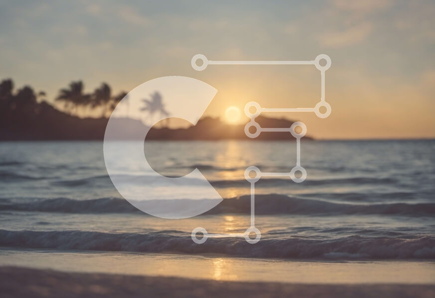 Intra Συλλεκτικό Ξύλινο Παζλ Plywood  4mm - Όμορφο ηλιοβασίλεμα πάνω από μια τροπική παραλία με φοίνικες Σε Ξύλινο Κουτί - Διαστάσεις: 10x10 cm – 25 κομμάτια