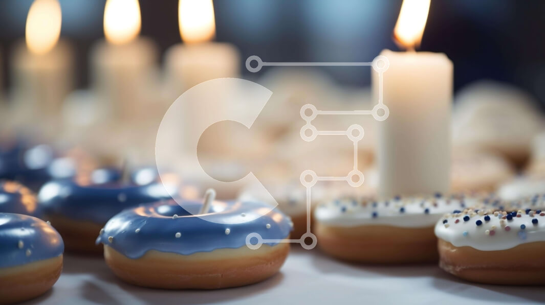 Σετ των 2 Intra Συλλεκτικό Ξύλινο Παζλ Plywood  4mm - Ομάδα ντόνατς με μπλε παγετό και αναμμένα κεριά Σε Ξύλινο Κουτί - Διαστάσεις: 10x10 cm – 25 κομμάτια