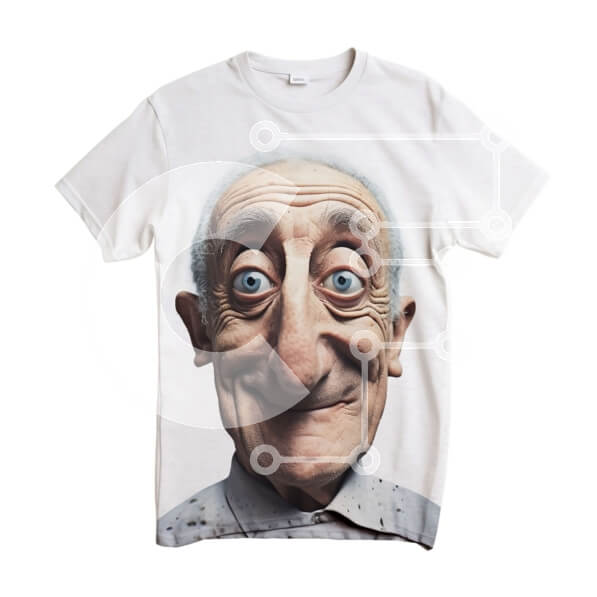 Intra Συλλεκτικό Ξύλινο Παζλ Plywood  4mm - Πορτρέτο ενός ηλικιωμένου άνδρα με ένα χαμογελαστό πρόσωπο και μπλε μάτια σε ένα λευκό πουκάμισο Σε Ξύλινο Κουτί - Διαστάσεις Puzzle: 10x10 cm – 25 κομμάτια