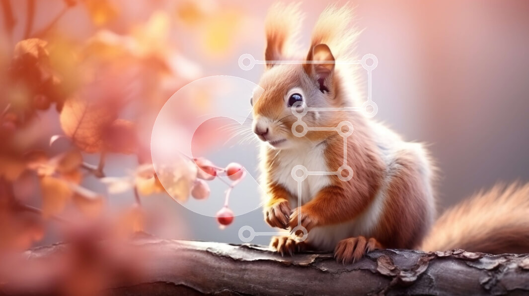 Intra Συλλεκτικό Ξύλινο Παζλ Plywood  4mm - Φθινοπωρινός σκίουρος με μούρα Σε Ξύλινο Κουτί - Διαστάσεις: 10x10 cm – 25 κομμάτια