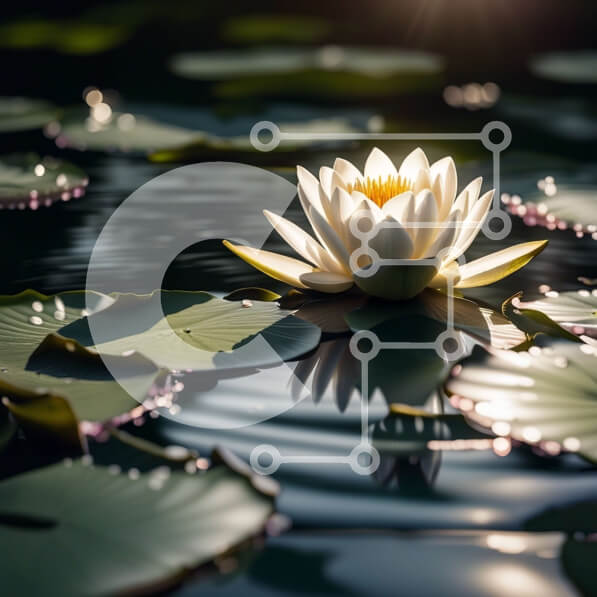 Intra Συλλεκτικό Ξύλινο Παζλ Plywood  4mm - Εκπληκτική εικόνα ενός λουλουδιού λευκού νούφαρου σε μια ειρηνική λίμνη Σε Ξύλινο Κουτί - Διαστάσεις: 10x10 cm – 25 κομμάτια